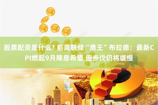 股票配资是什么? 前美联储“鹰王”布拉德：最新CPI燃起9月降息希望 但步伐仍将缓慢